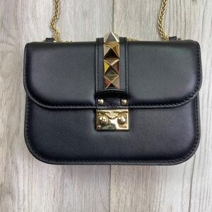 Valentino Bag Small Black Cross Body Lock Rockstud Flap taly